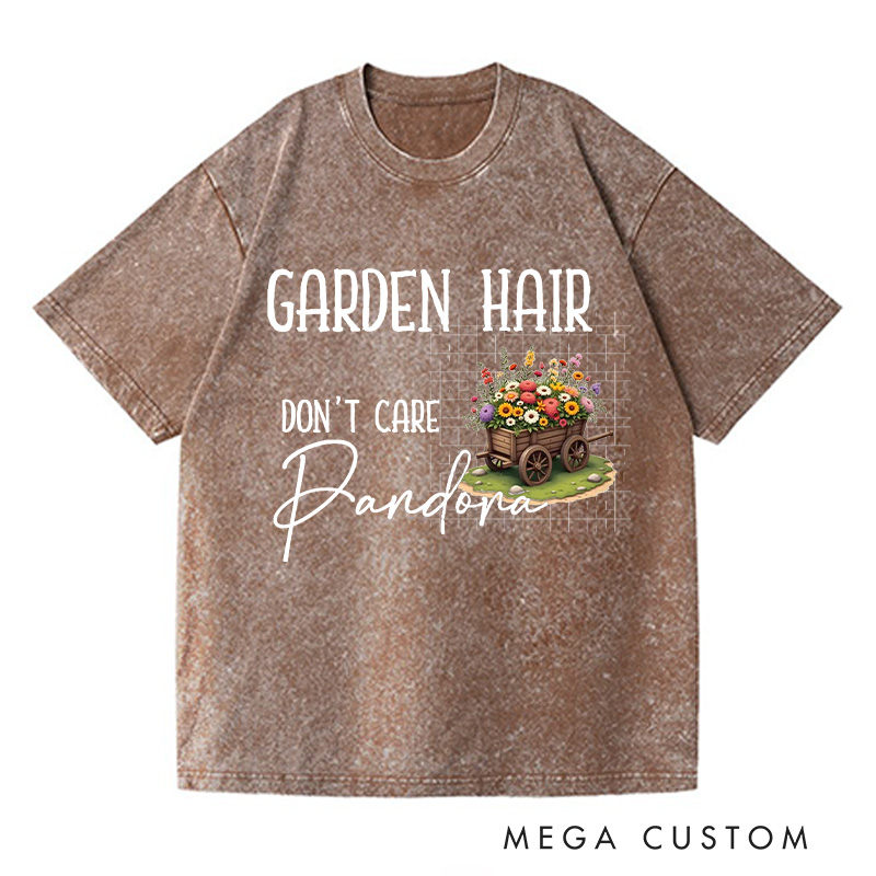 Personalized Garden Hair Don't Care Washed T-Shirts Plant Lover Shirt Plant Lover Gift Gardening Shirt Gardener Gift Garden Tee Shirt
