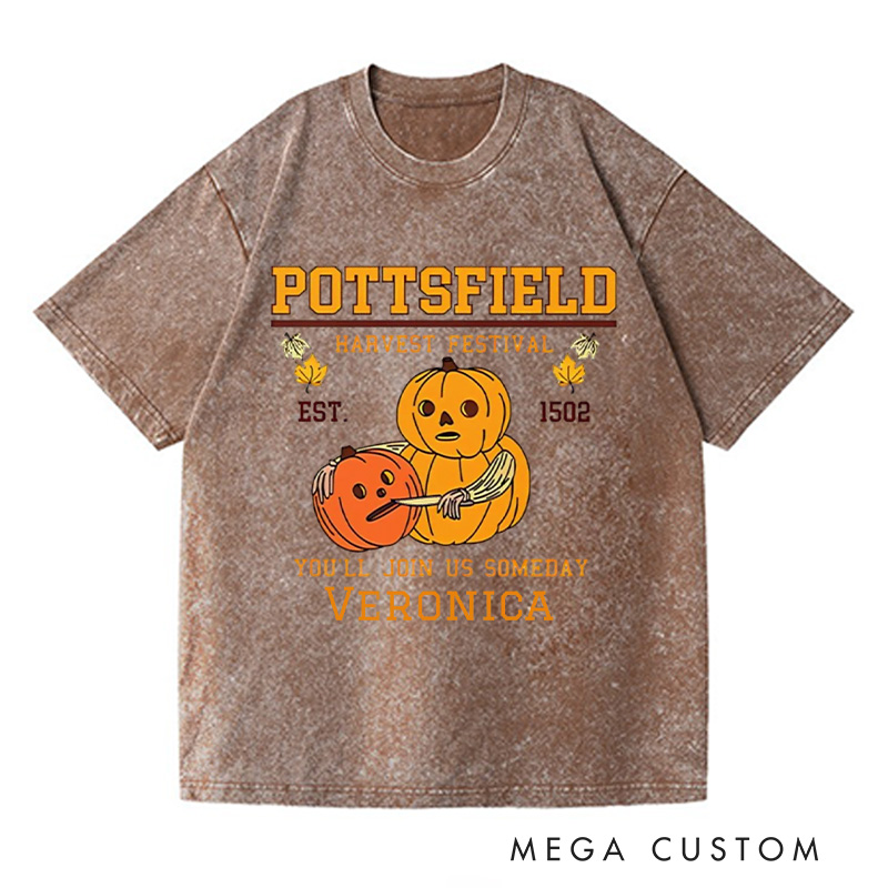 Personalized Pottsfield Harvest Festival Washed T-Shirts Pumpkin Carver Shirt You'll Join Us Someday Shirt Gardening Shirt Halloween Shirt