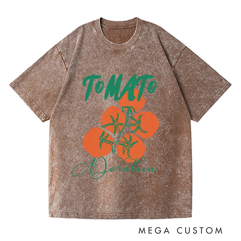 Personalized Tomato Washed T-Shirts Garden Shirt Farmers Market T Shirt with Name Gardening Shirt Garden Shirt Plant Lover Gift Gardener Gift