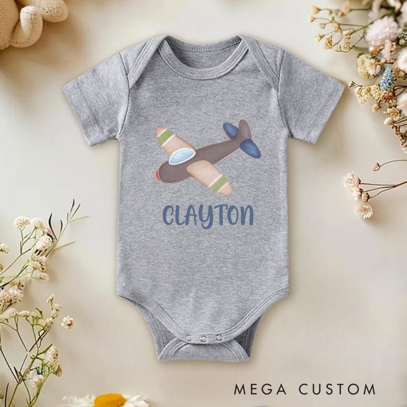 Personalized Airplane Baby Onesie with Your Name Birthday Gift for Baby