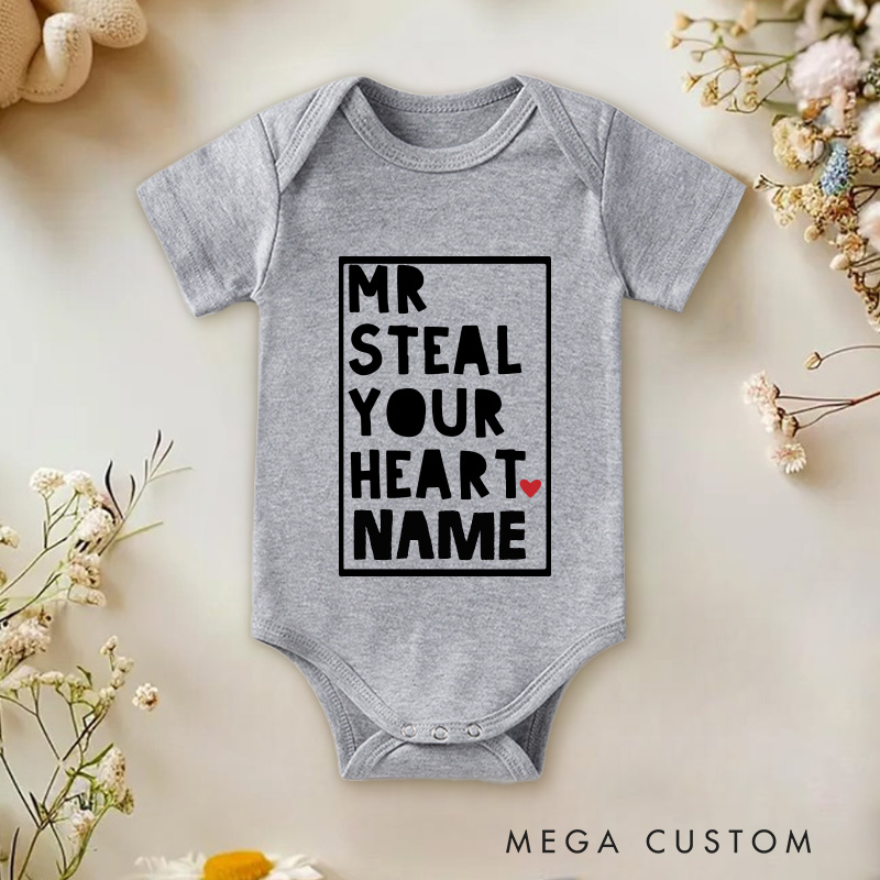 Personalized Mr Steal Your Heart Baby Onesie Unisex Newborn Baby Gift