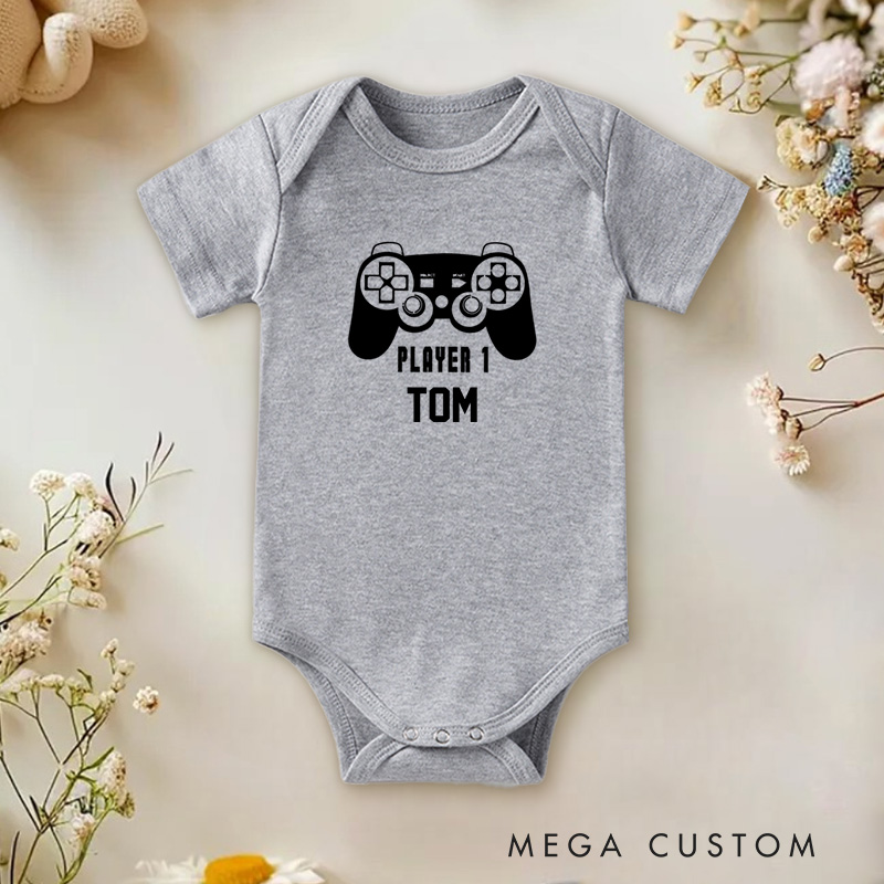 Personalized Player One Gaming for Fun and Family Baby Onesie