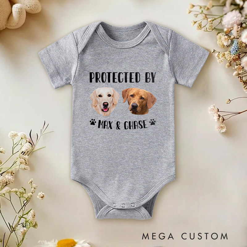 Personalized Protected by Adorable Pet for Family Love Baby Onesie