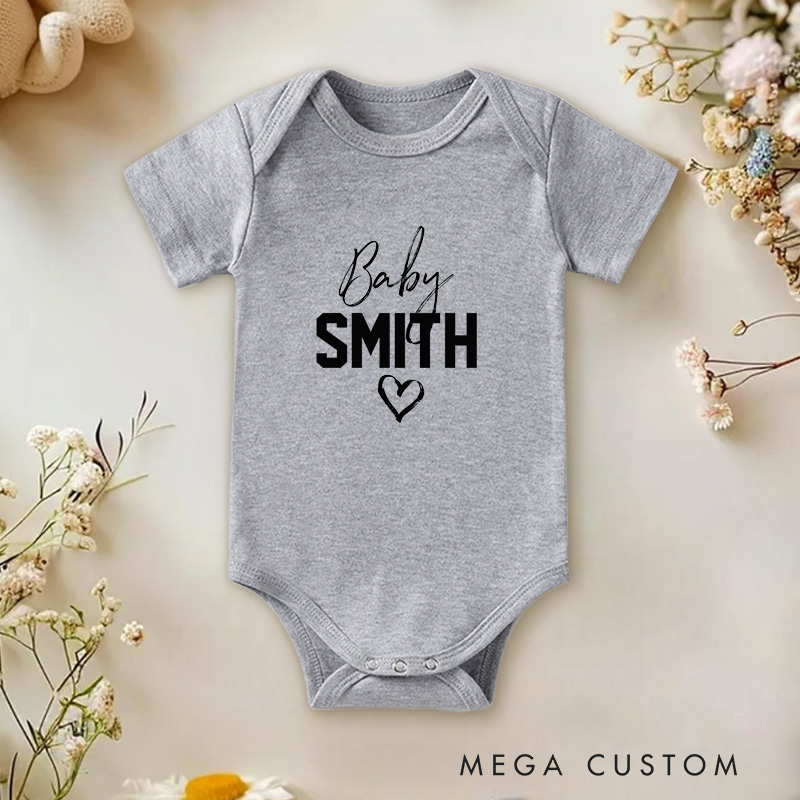 Personalized Baby Name Sweet Minimalist Heart Baby Onesie