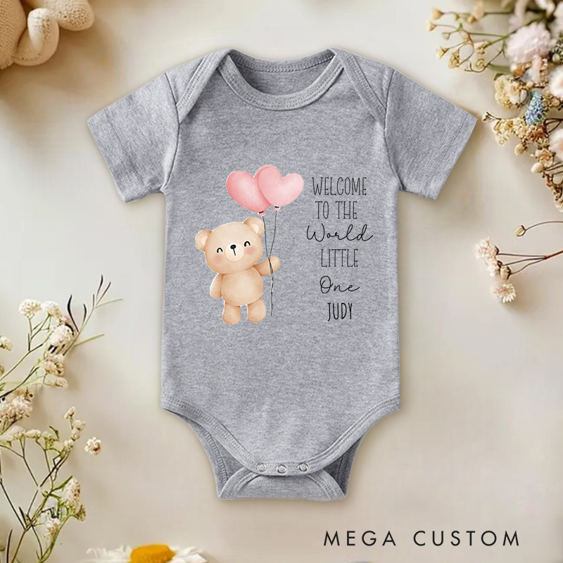 Personalized Cute Bear the Yellow Balloon Baby Onesie Cute Baby Gift Baby Shower Gift