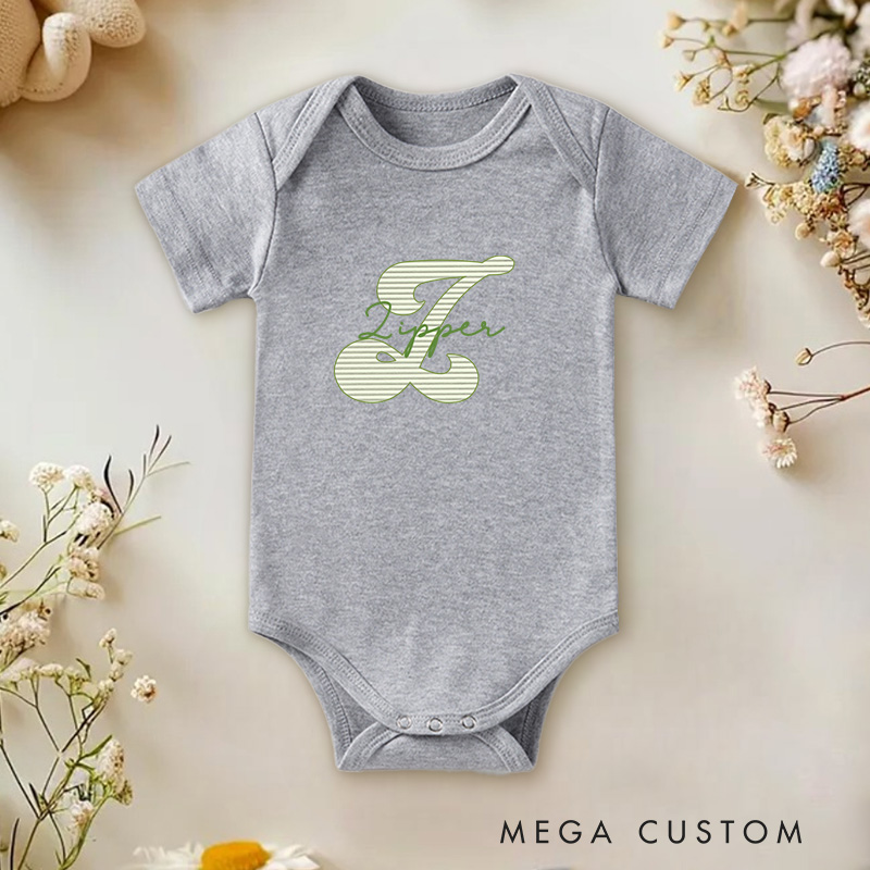 Personalized Name and Letter Design with Stylish and Elegant Touch Baby Onesie