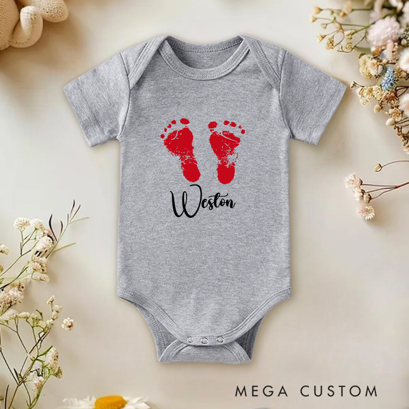 Personalized Name Baby Footprints Design for Heartfelt Gifts Baby Onesie