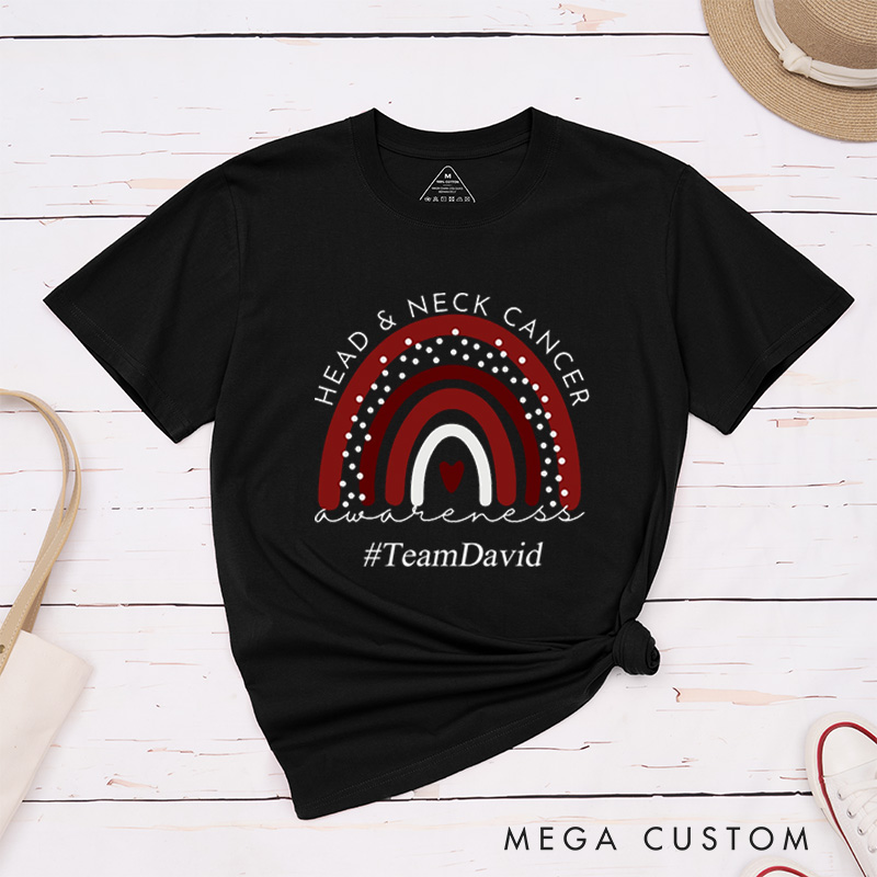 Personalized Head and Neck Cancer Awareness Survivor Support Warrior T-Shirt