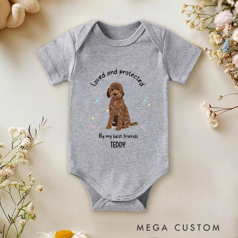 Personalized Loved and Protected by My Best Friends Pet Lover Baby Onesie