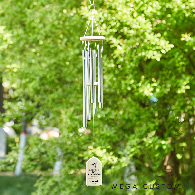 Personalized Sympathy Wind Chimes Memorial Chimes for Loss of Mother Father Loved One Butterfly Bereavement Gifts Deep Tone Wind Chime