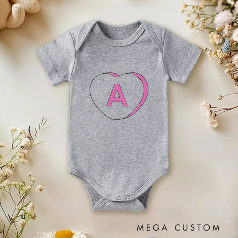 Personalized Candy Heart Baby Onesie 1st Valentine's Day Gift
