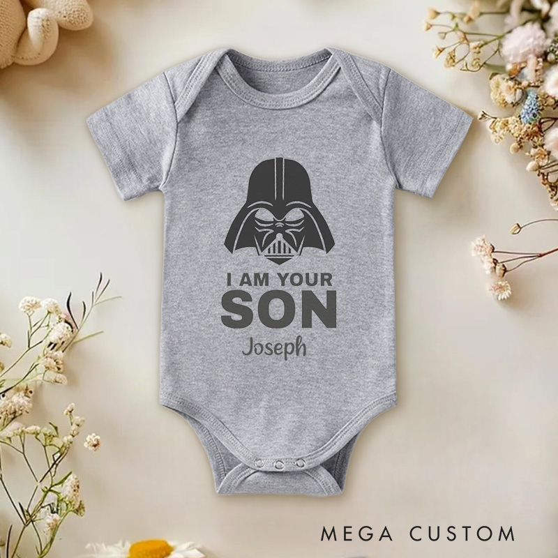 Personalized I Am Your Son Fun and Iconic Sci-Fi Inspired Family Design Baby Onesie