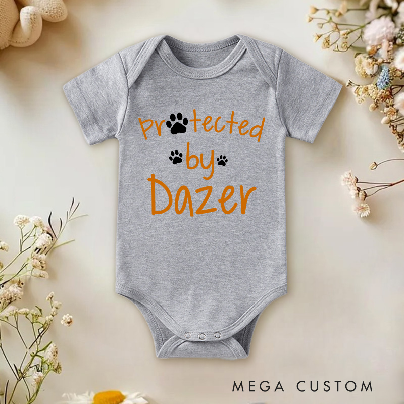 Personalized Protected by Paw Print Baby Onesie Gift for Baby