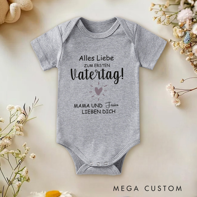 Personalized Alles Liebe zum Ersten Vatertag Sweet German Design for Father’s Day Baby Onesie