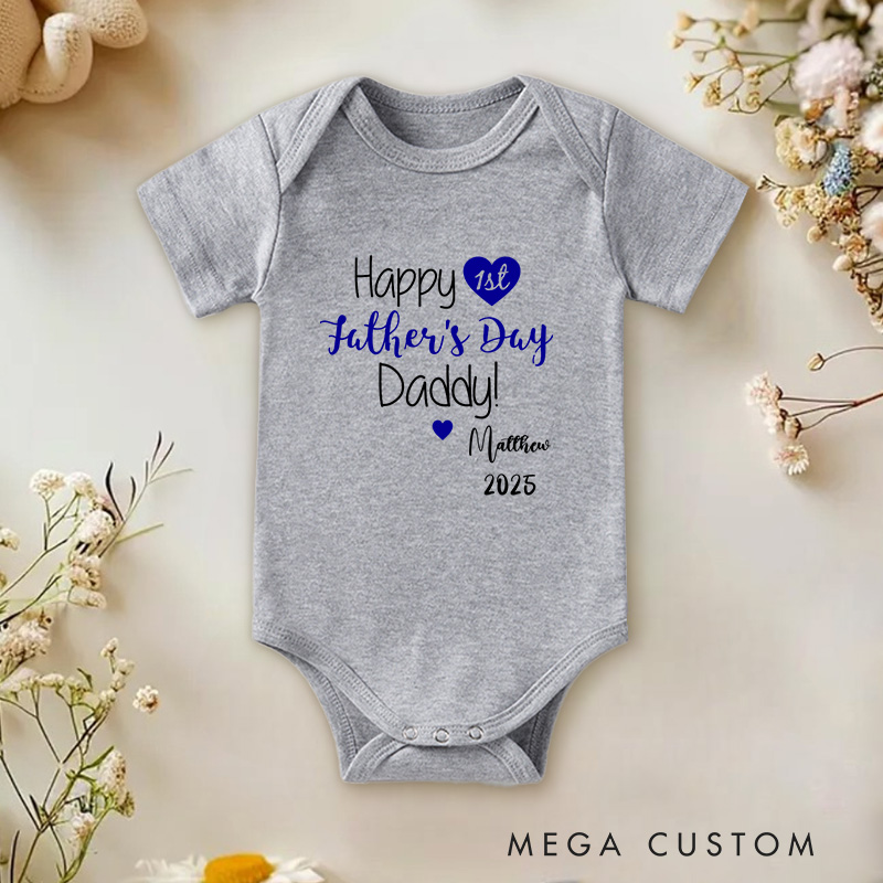 Personalized Happy First Father’s Day Daddy Cute and Heartfelt Family Celebration Baby Onesie