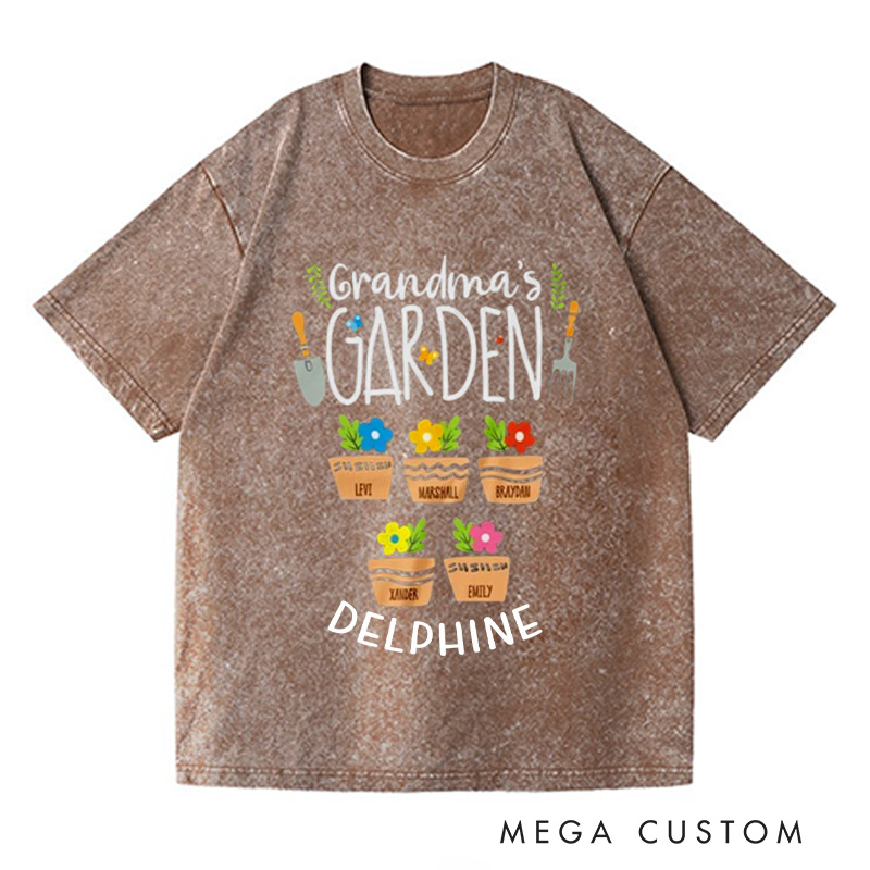 Personalized Grandma's Garden Washed T-Shirts Grandma Gift Nana Shirt Oma Shirt Grandma shirt Grandma Tee Gardening Gifts Mother's Day Gift