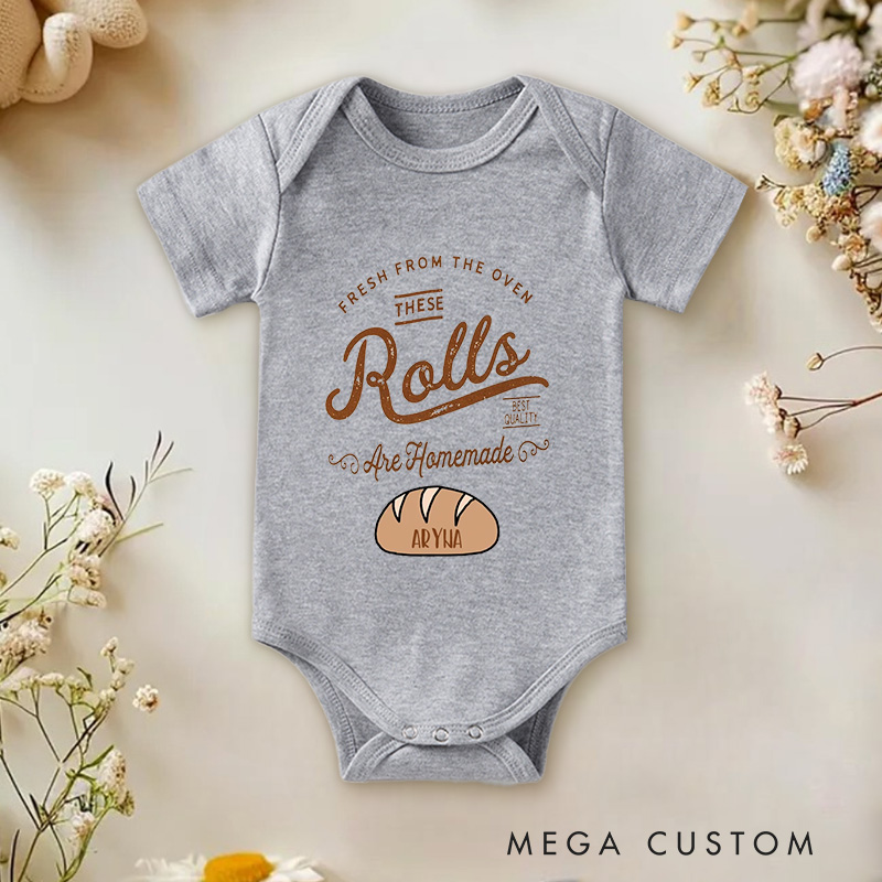 Personalized Fresh from the Oven These Rolls Are Homemade Fun Thanksgiving Baby Onesie