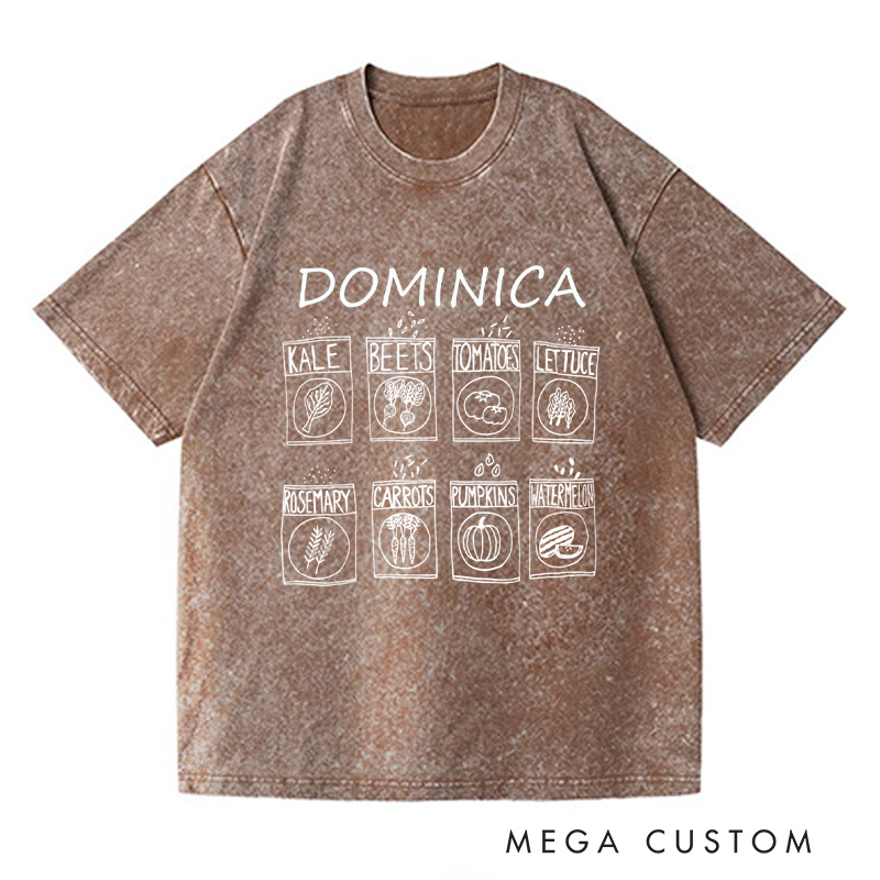 Personalized Garden Washed T-Shirts Kale Shirt Foodie Gift Gardening Gift Vegetable Shirt Plant Lover Gift