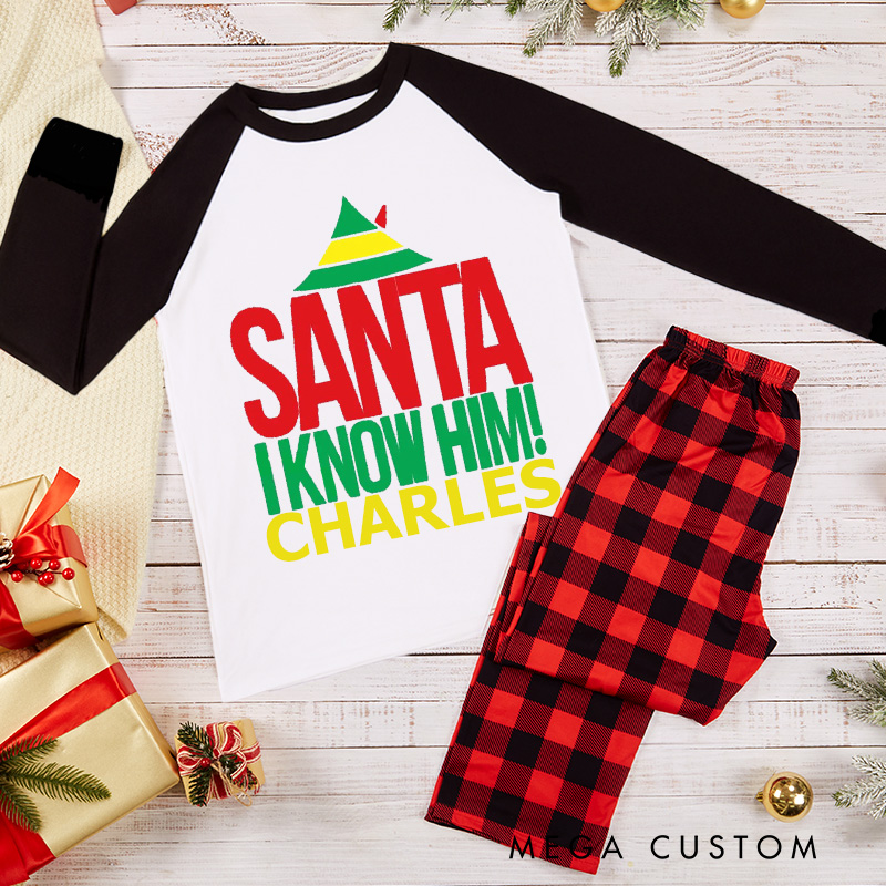 Personallized Movie Matching Family Pajamas Set Christmas Elf Family Name Shirt Family Member Pajamas Couple Pajamas Xmas Gift