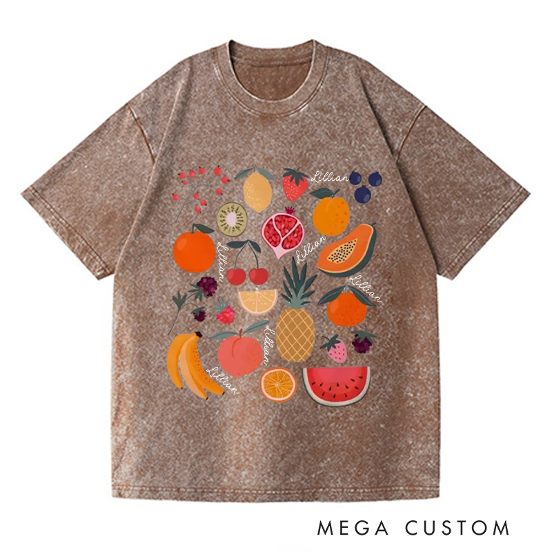 Personalized Cute Fruit Washed T-Shirts Garden Shirt Strawberry Shirt Pineapple Shirt Aesthetic Clothing Botanical Shirt Gift For Garden Lovers