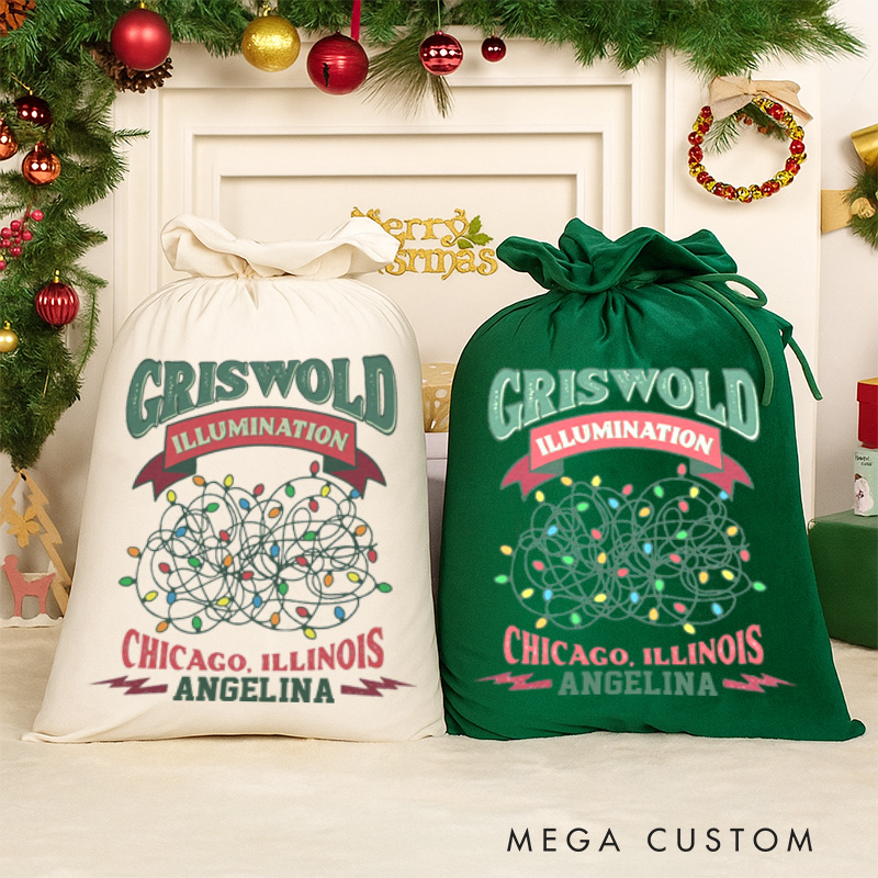 Personalized Illumination Funny Velvet Santa Sack Christmas Gift Bag Movie Lover Xmas Gift Bags Christmas Party Supplies Favors
