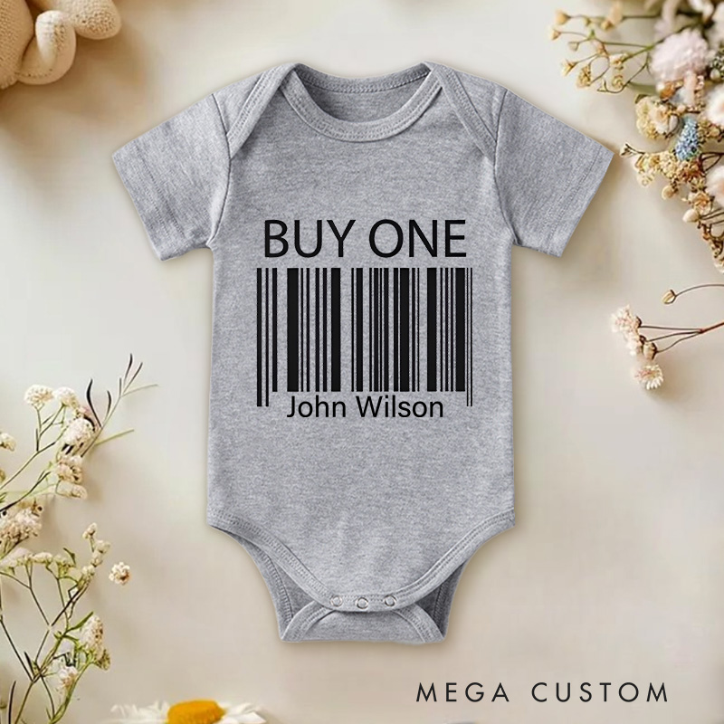 Personalized Buy One Get One Free Clever Twin Humor Barcode Baby Twin Onesie