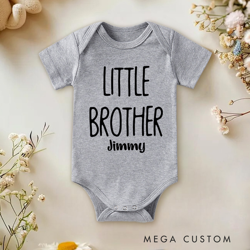 Personalized Little Brother Big Brother Biggest Brother Adorable Sibling Role Triplets Baby Onesie