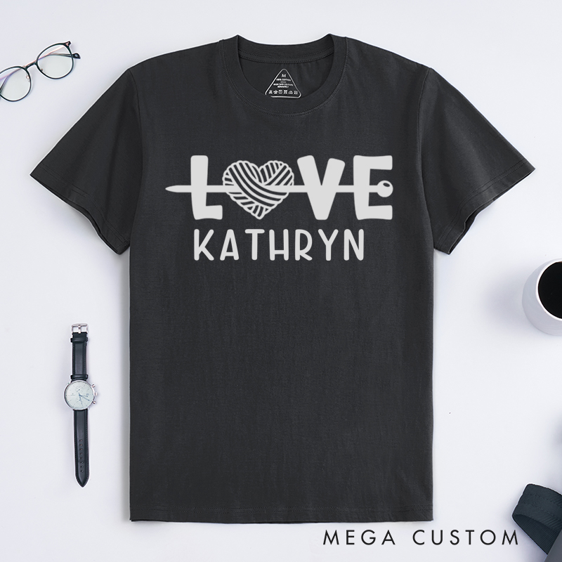 Personalized Love Classic T-Shirts Gift for Knitting Lovers knit Gift Funny Knitting Shirt