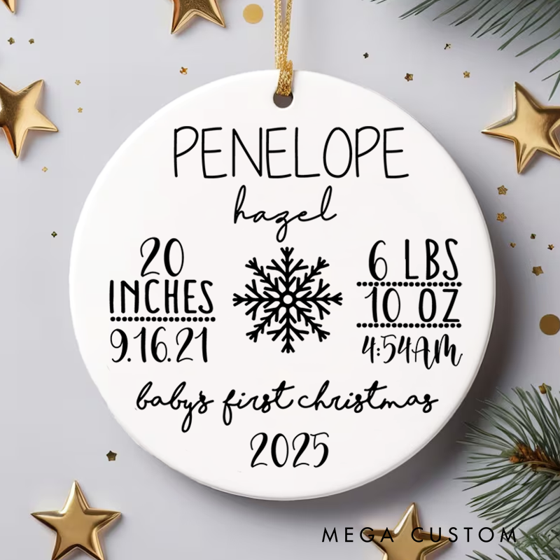Personalized Baby First Christmas Ornament Unisex Newborn Baby Gift