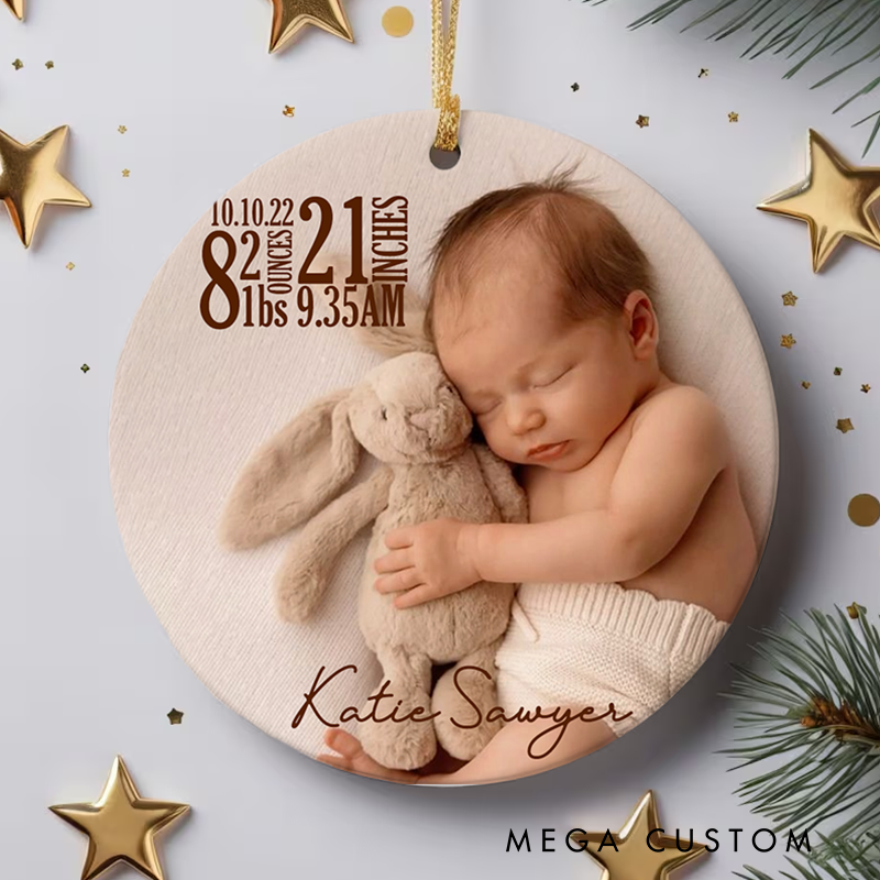 Personalized Baby Christmas Ornament with Photo New Baby Girl Boy Gift