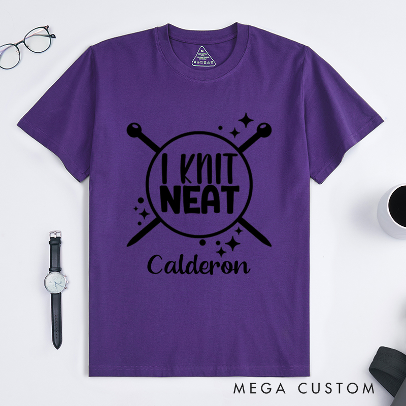 Personalized I Knit Neat Classic T-Shirts Gift for Knitting Lovers knit Gift Funny Knitting Shirt