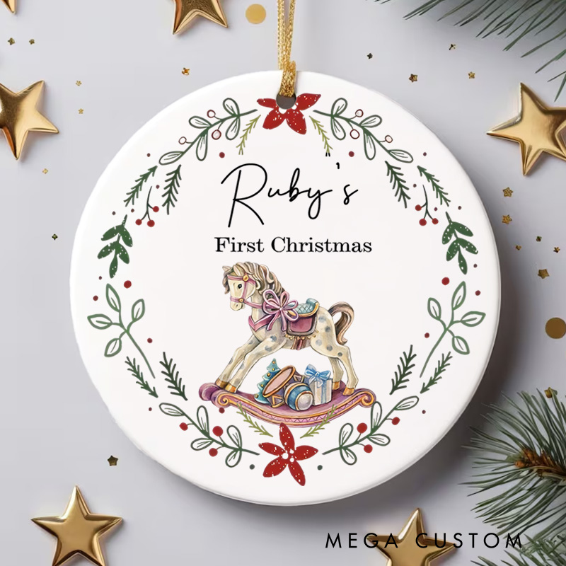Personalized Baby’s Unicorn First Christmas Ornament Newborn Baby Christmas Gift