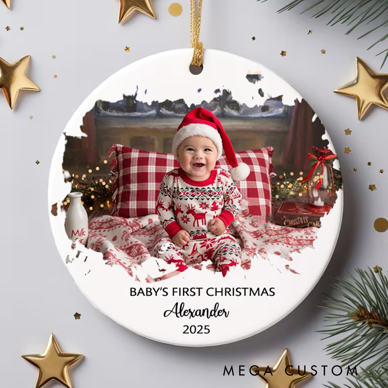 Personalized Baby First Christmas Ornament with Photo Baby Keepsake