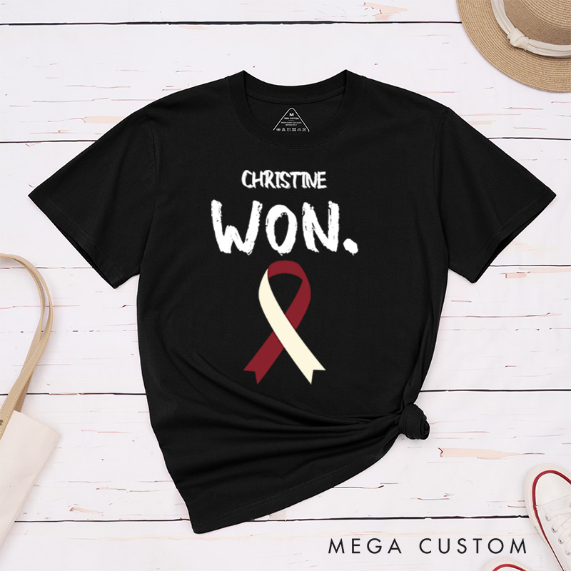 Personalized Head Neck Cancer Support Throat Cancer Awareness T-Shirt