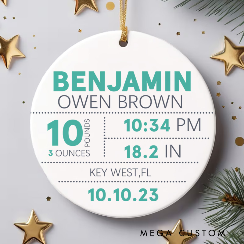 Personalized New Baby Stats Christmas Ornament Baby Girl Christmas Gifts