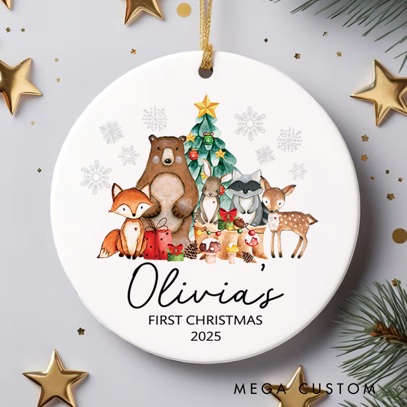 Personalized Baby Jungle Animal Party Christmas Ornament Baby Shower 1st Christmas Gift