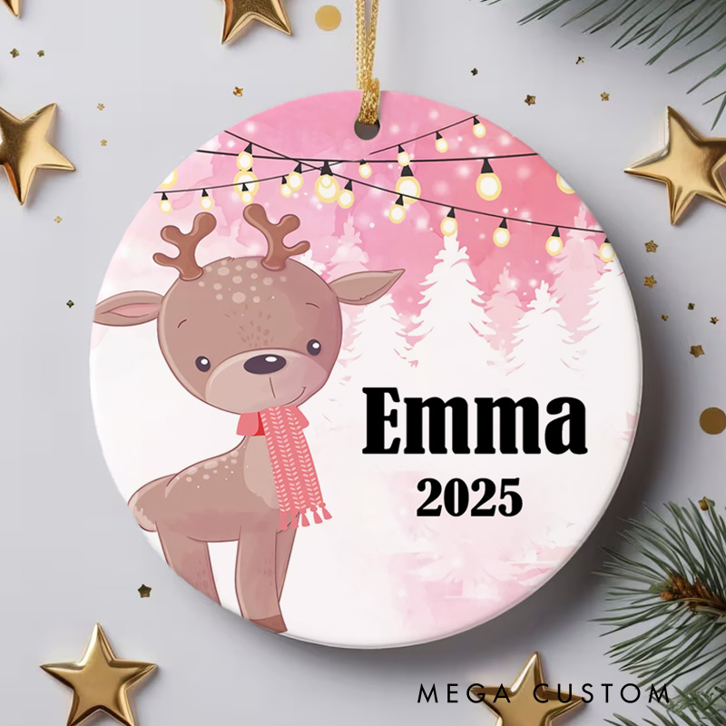 Personalized Baby Pink Reindeer Ornaments for Baby Christmas Ornament Baby Shower Gift