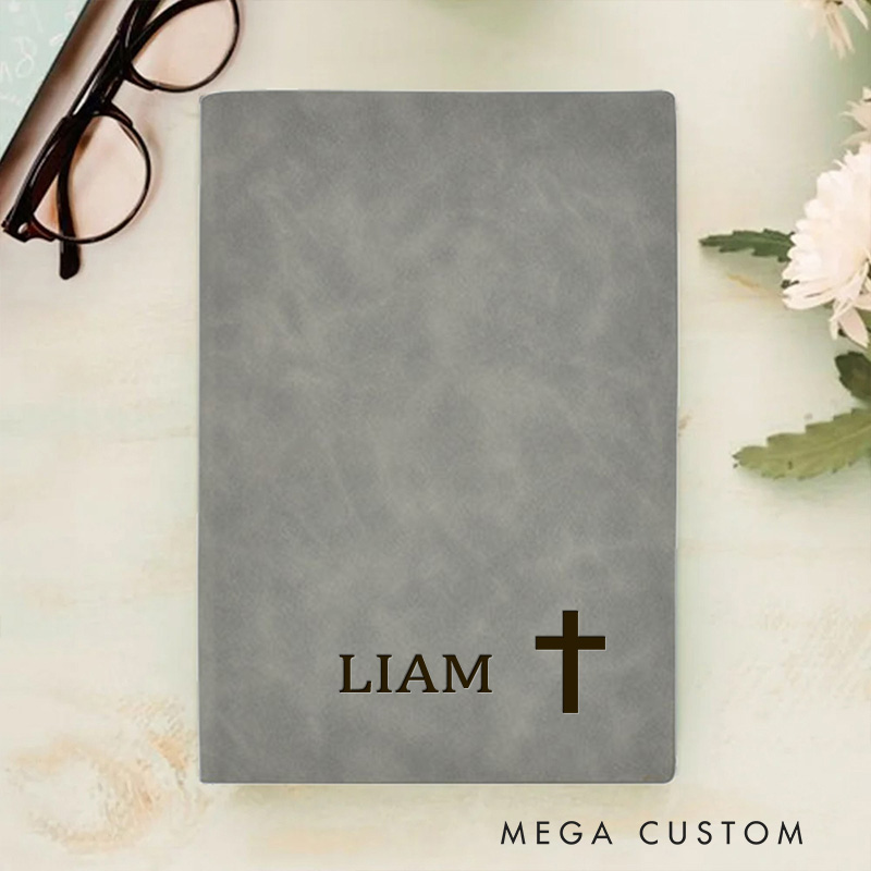 Personalized Cross Prayer Journal Leather A5 Notebook with Name Religious Bible Verse Journal Religious Gift for Priest Christian Gift Graduation Gift