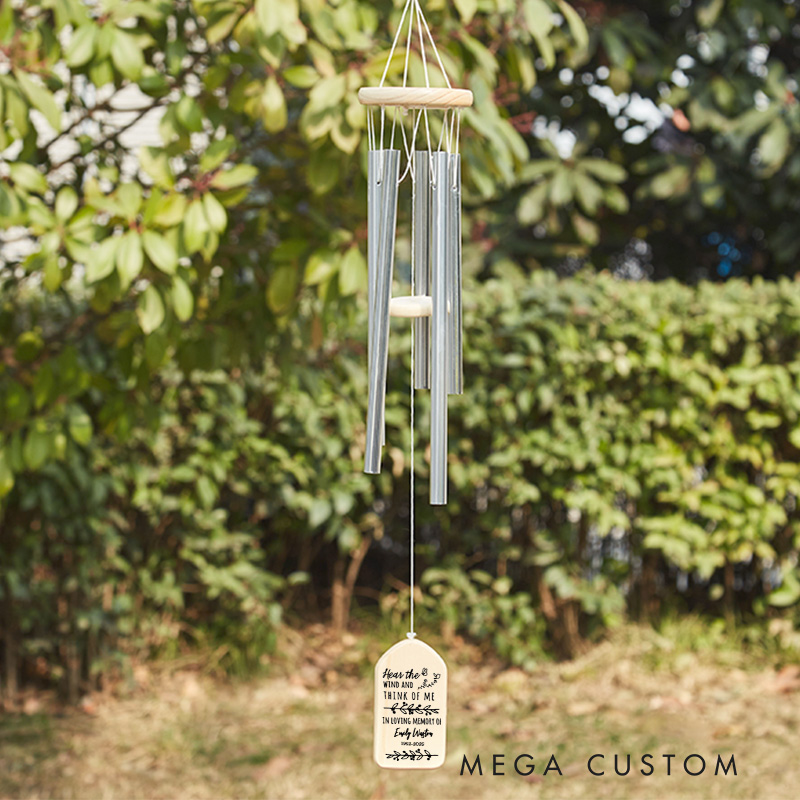 Personalized Memorial Wind Chime Hear the Wind and Think of Me Sympathy Chime Custom Memorial Gift Loss of Parents Loved One Wind Chimes