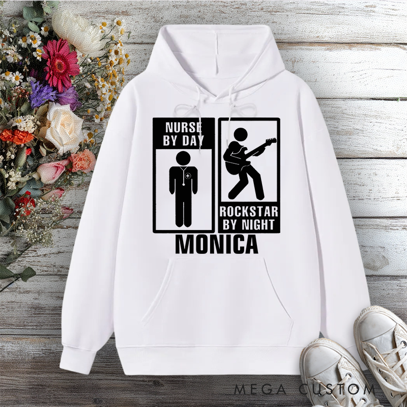 Personalized Hoodies for Nurse Nurse by Day Rockstar by Night Design Hoodies