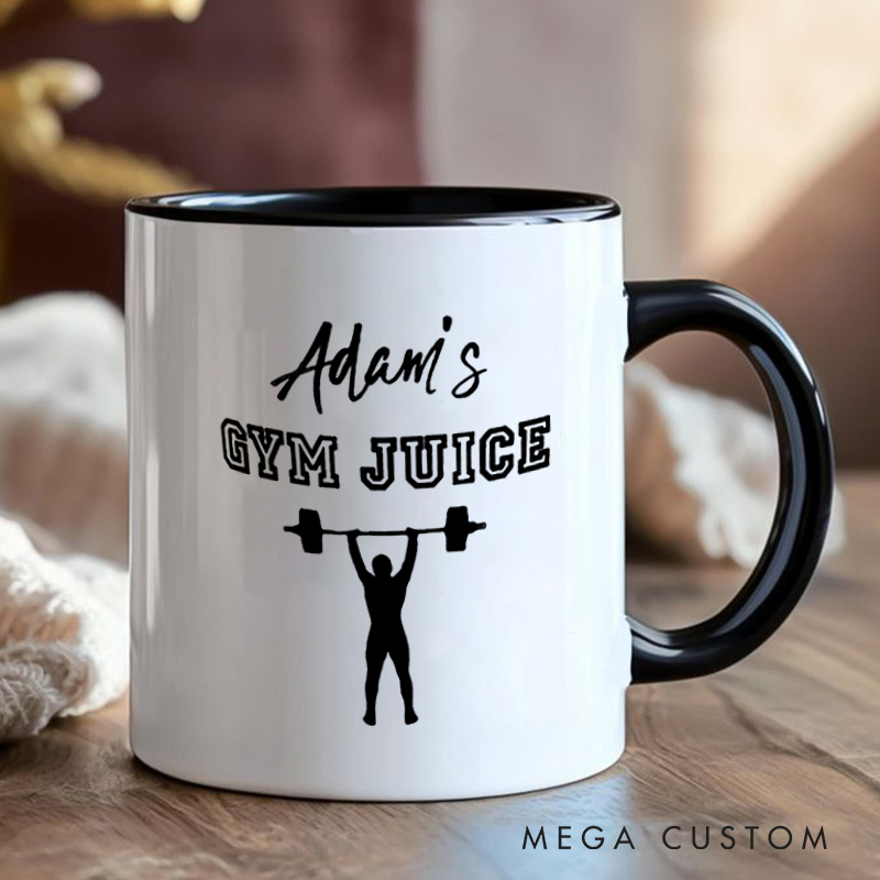 Personalized Fitness Mug with Gym Juice Weightlifting Graphic Gift Motivational Coffee Cup for Fitness Enthusiasts Bodybuilders and Gym Lovers