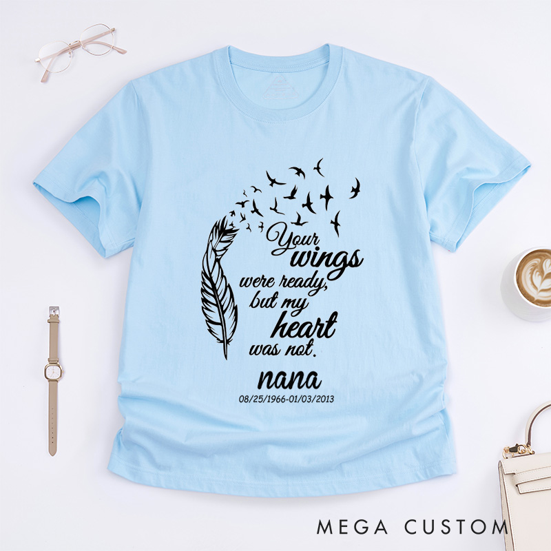 Personalized In Memory Of a Lost Loved One Shirt Custom Name And Dates Memorial Bereavement Shirt Rest in Heaven Tee Tops