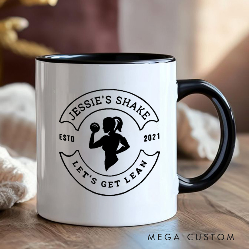Personalized Fitness Mug with Lets Get Lean Shake Design Gift Motivational Coffee Cup for Fitness Enthusiasts Bodybuilders and Gym Lovers