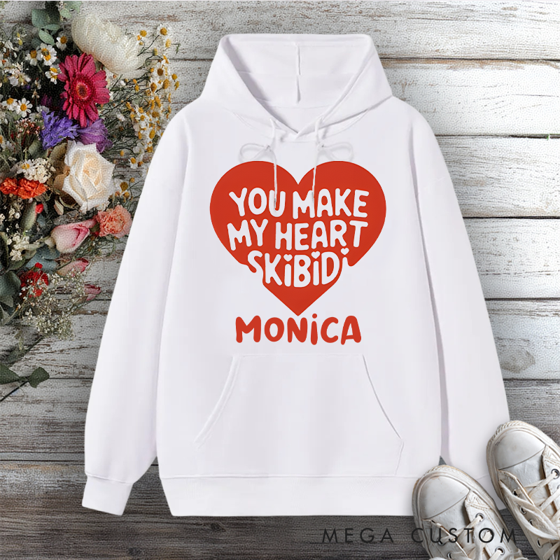 Personalized Hoodies for Nurse You Make My Heart Skibidi Design Hoodies International Nurse Day Gift