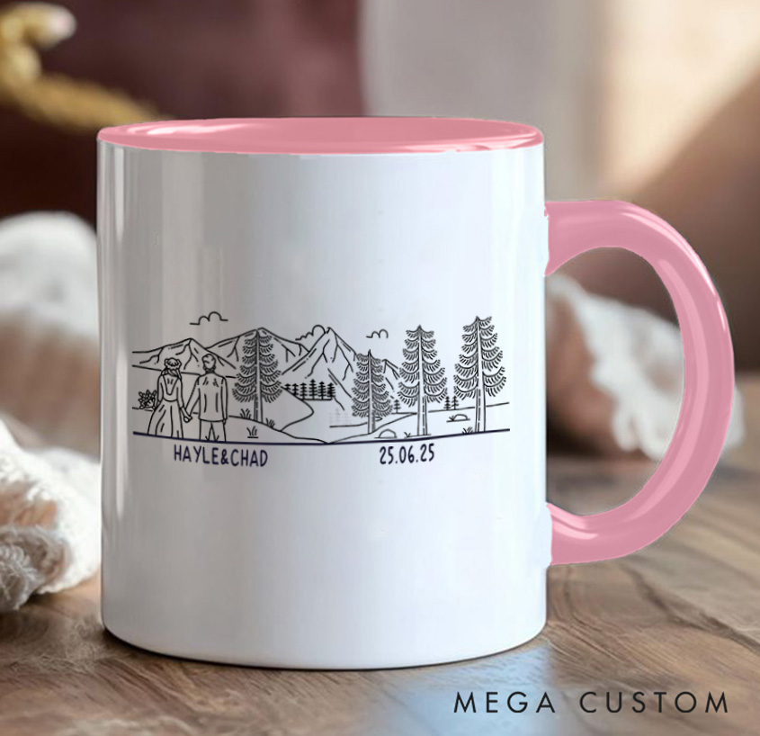 Personalized Mountain Couple Mug Camping Adventurers Hiking Mug Gift for Travel Outdoors Lovers