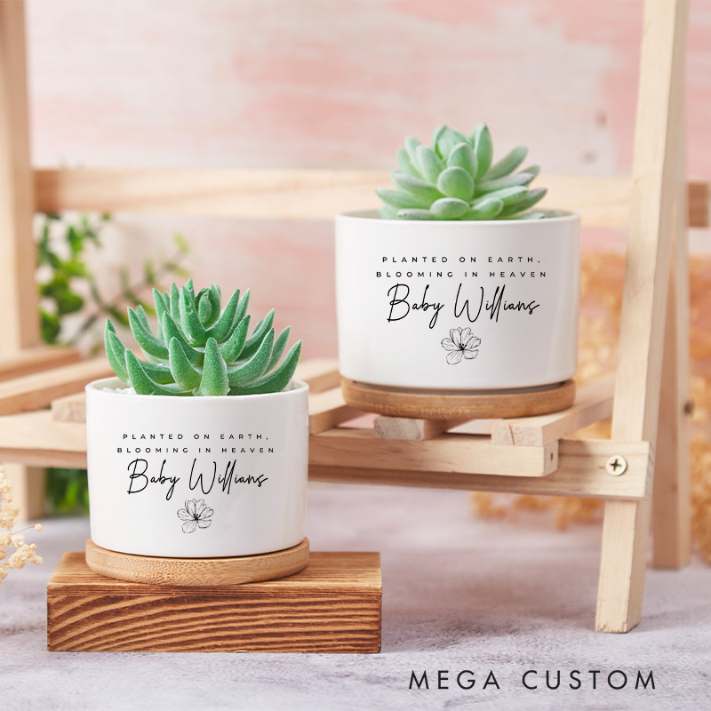 Personalized Memorial Planter for Baby Loss Remembrance Infant Loss Memorial Flower Pot Custom Condolences Gift Planted on Earth Blooming