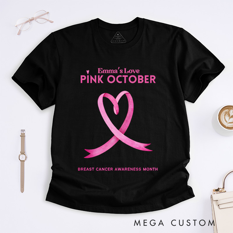Personalized Pink October T-shirt Breast Cancer Awareness Month Gift