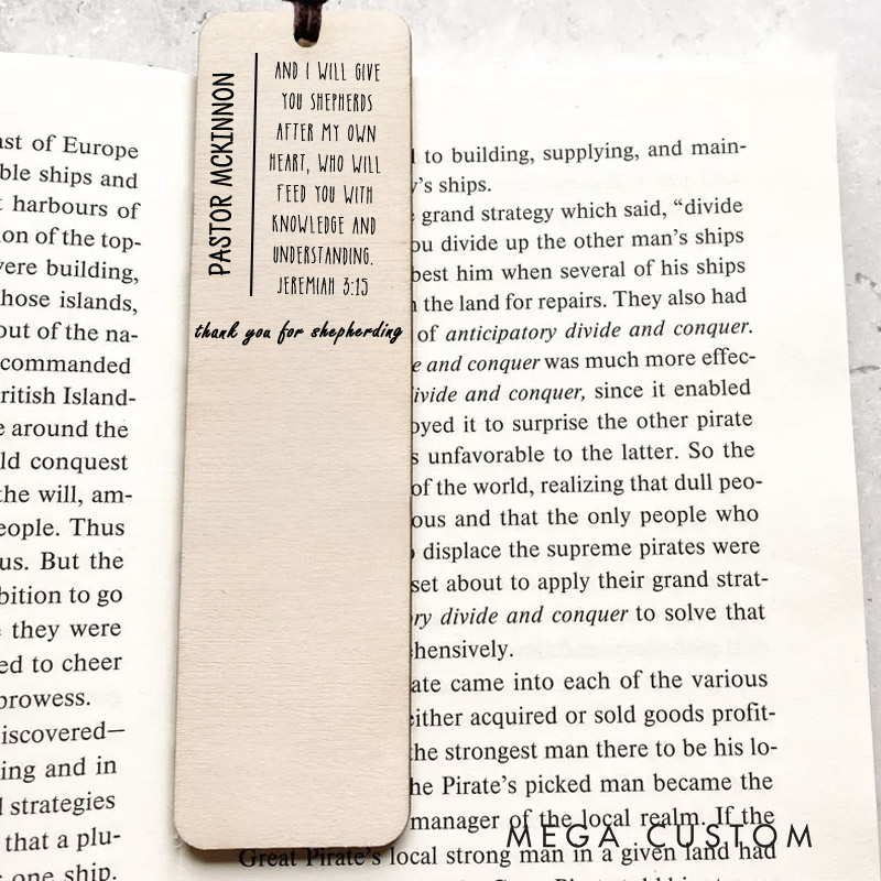 Personalized Pastor Gift Wood Bible Verse Bookmark with Name for Best Friend Christian Gift for Birthday Unique Gifts for Religious Christmas Gift Idea