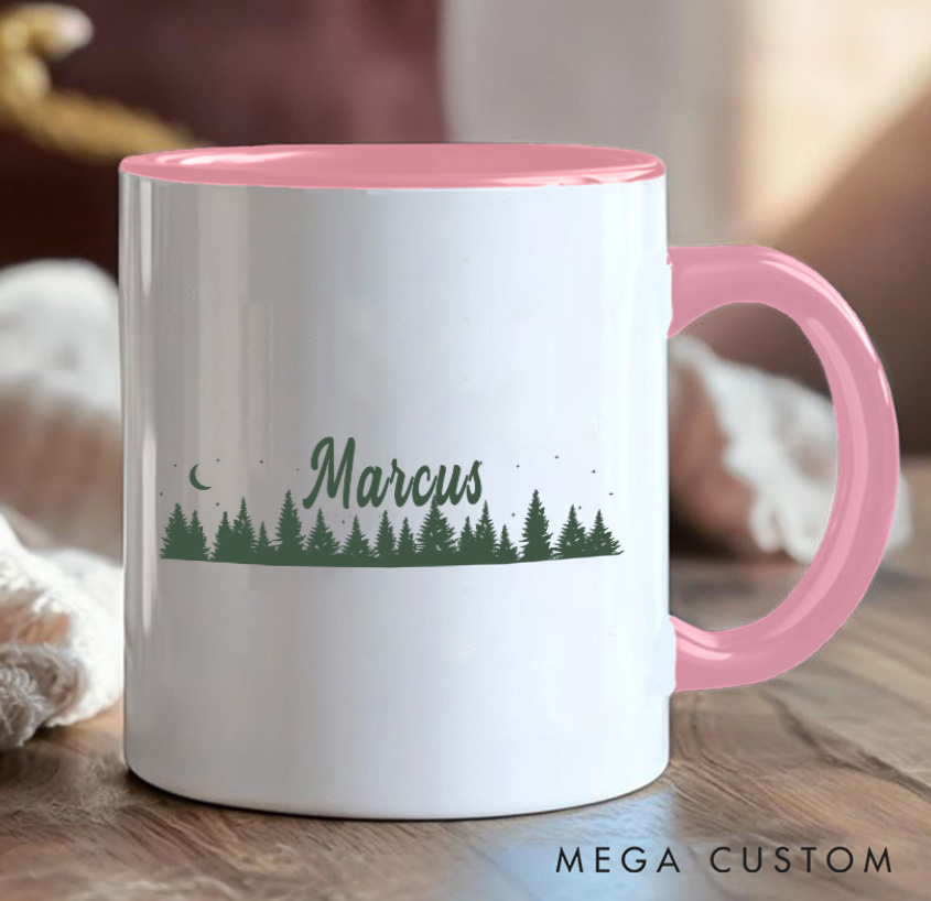 Personalized Campfire Forest Coffee Mug Camping Hiking Mug Gift for Travel Outdoors Lovers