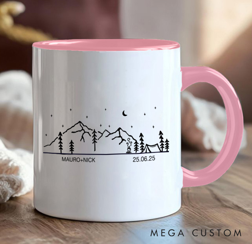 Personalized Camp Campfire Forest Mug Camping Hiking Mug Gift for Travel Outdoors Lovers